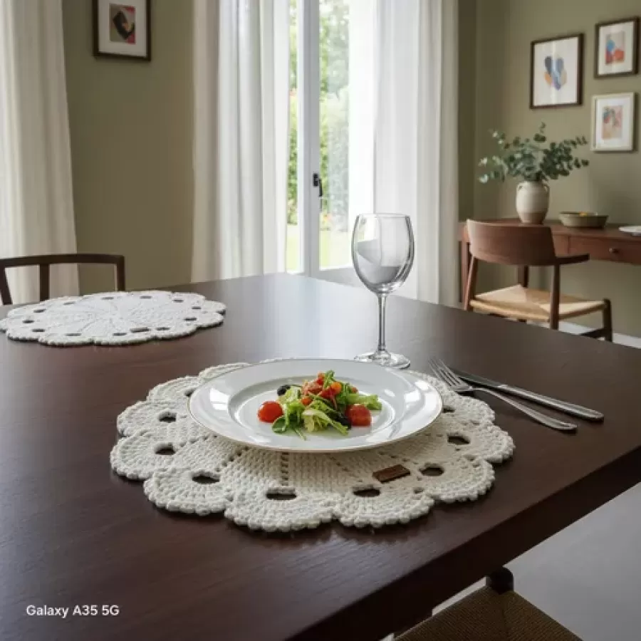 Mantel Individual Mago Crochet 36 Cm Artesanal Set X 6 Unid