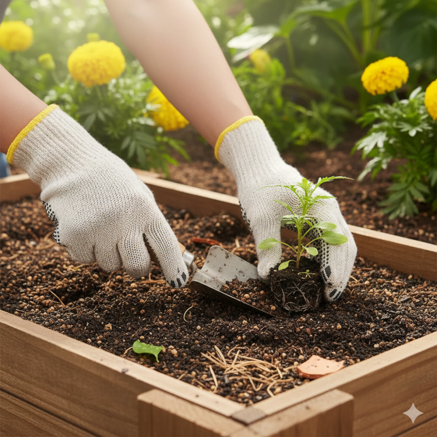 Guante algodón con palma de puntos negros de PVC